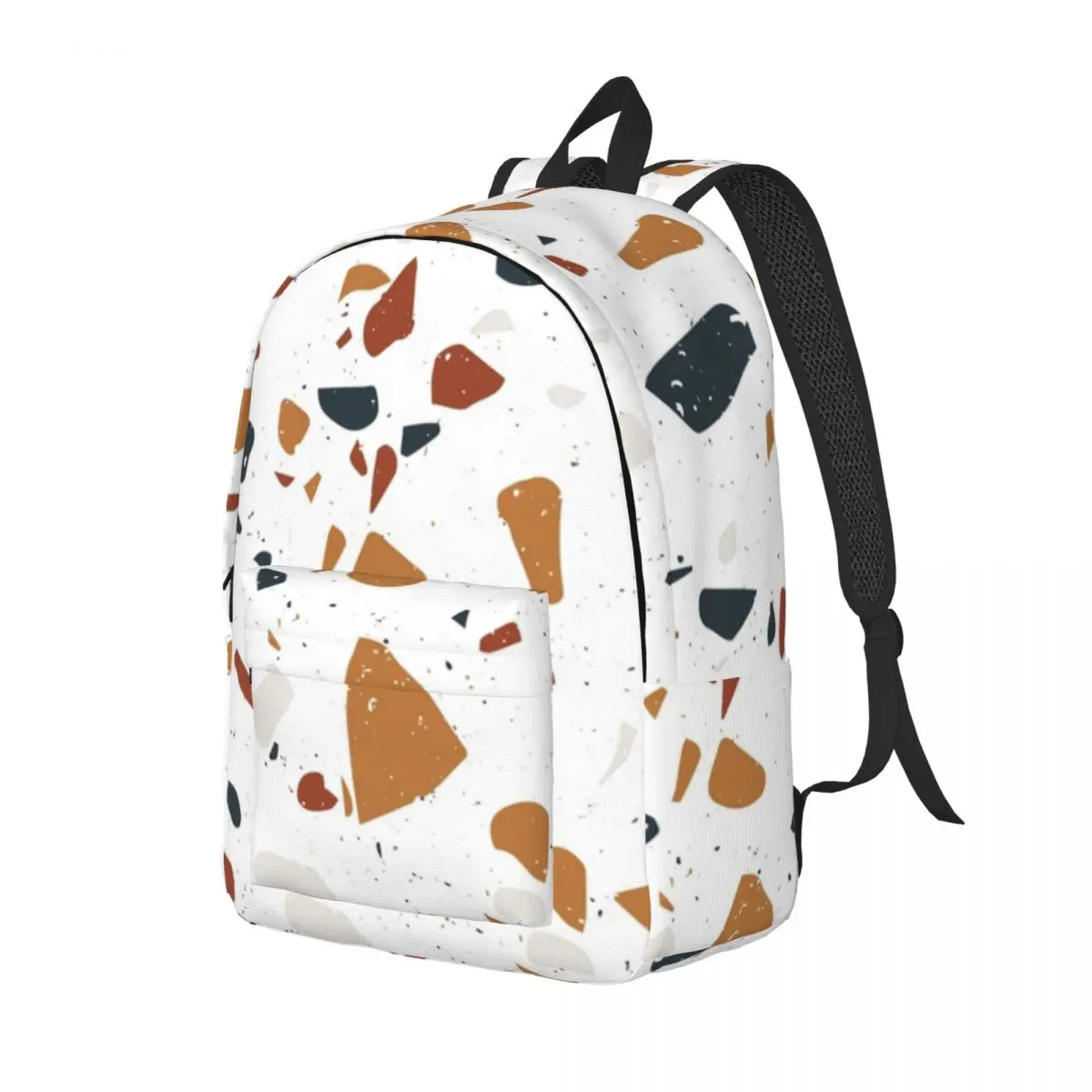 Terrazzo Stone Pattern Student Backpack School Bag Hiking Travel Daypack for Boys Girls Fashion Bookbag Shoulder Bags