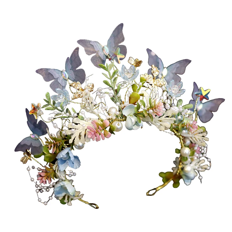 

Children's Wreath Birthday Headwear Flower Headband Crown Little Girl Performing Butterfly Forest Style Wreath Garland