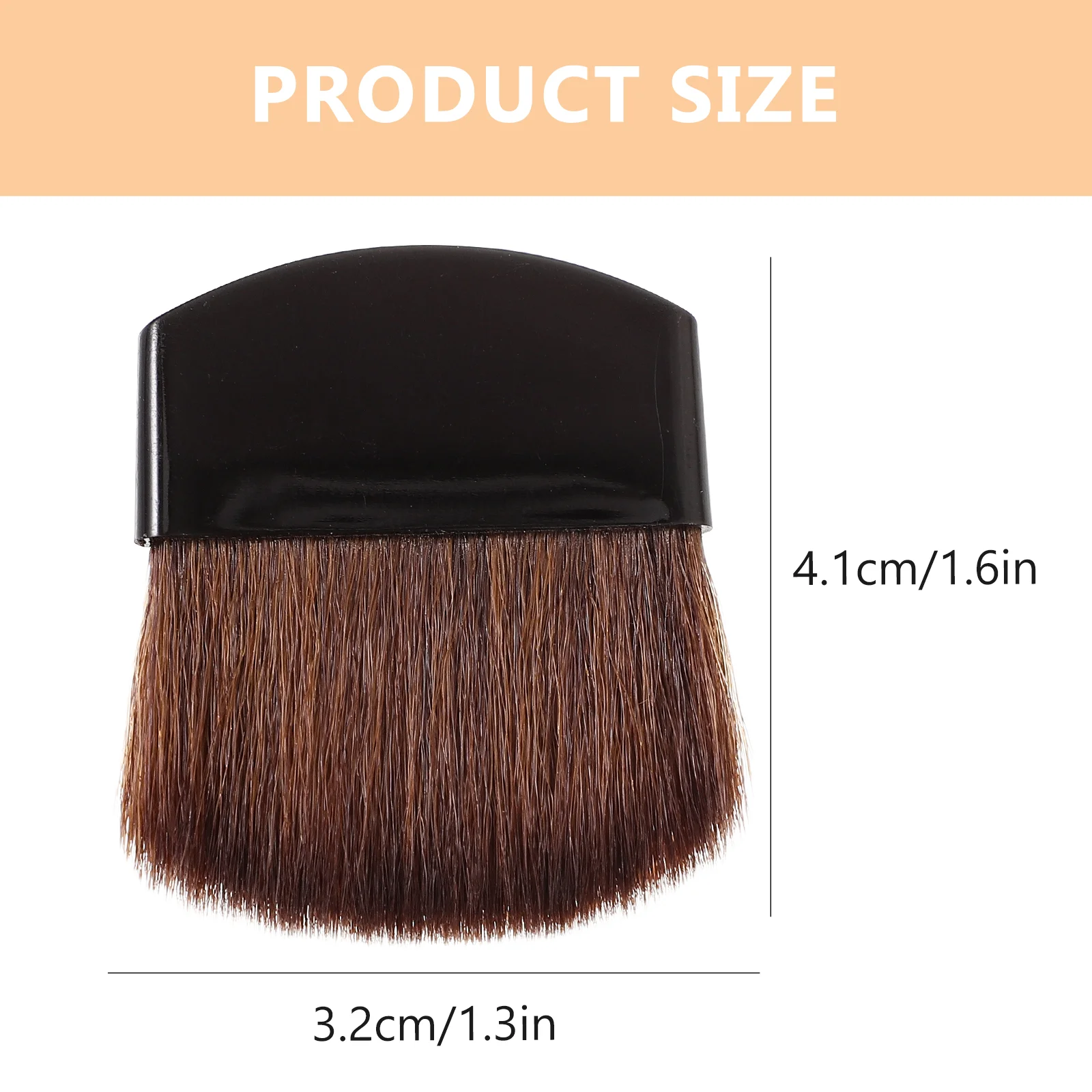 4 Pcs Semi-circular Square Flake Flat Powder Brush Blush Mini Makeup 4pcs (black Handle Brown Hair) Facial Horse Travel