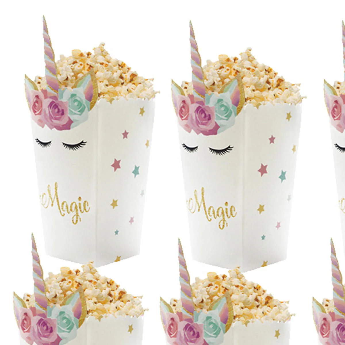 6 Stück Einhorn-Popcornboxen, Niedliche Magische Leckerei-Boxen für Mädchen, Einhorn-Themen-Geburtstagsparty Snack-Dekorationen – Detail 5