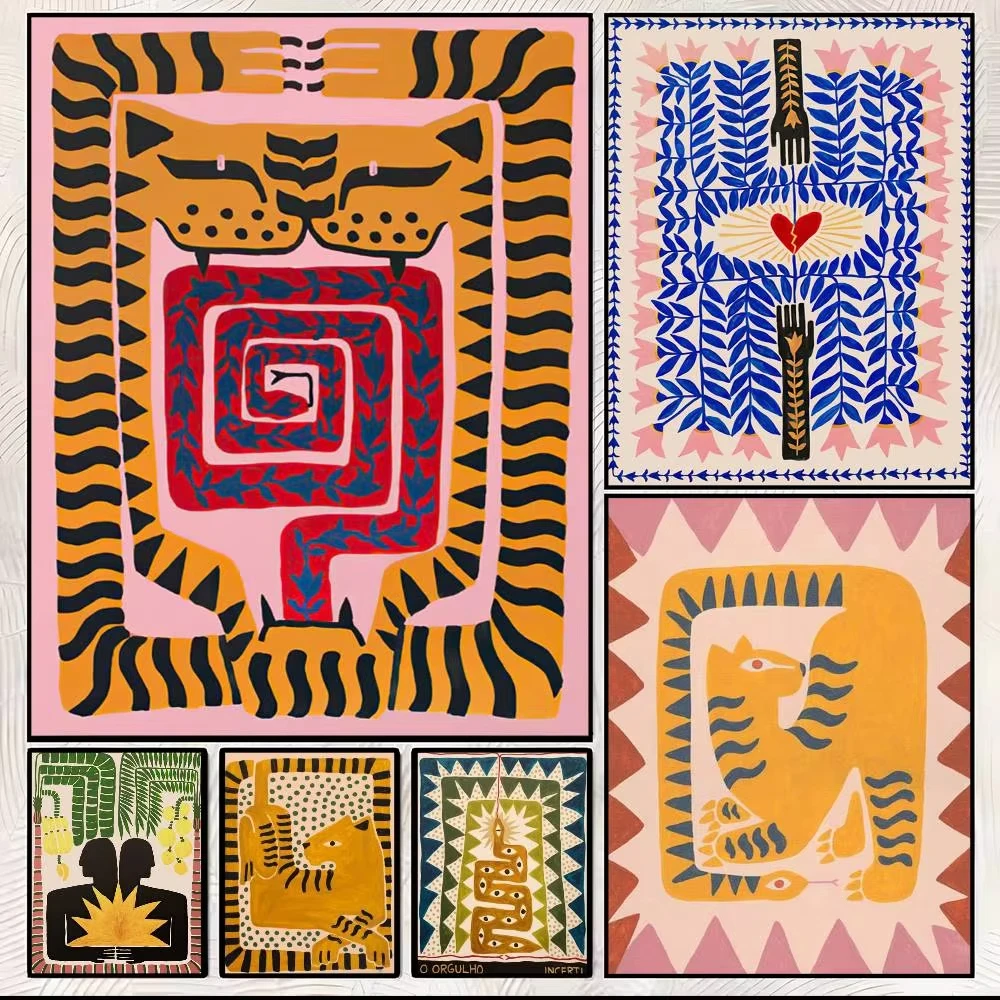 

Ancient Egypt Tiger Leopard Classic Vintage Posters HD Quality Wall Art Retro Posters For Home Room Wall Decor