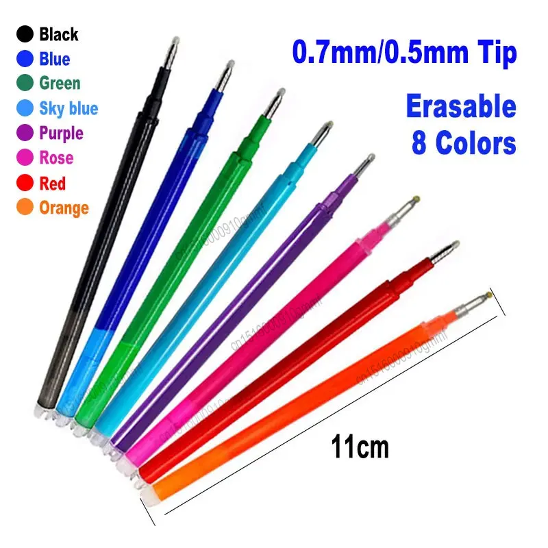 DELVTCH 0.7mm 0.5mm penna Gel cancellabile asta di ricarica 8 colori inchiostro punta a proiettile manico lavabile cancelleria per la scrittura della scuola dell'ufficio 11cm