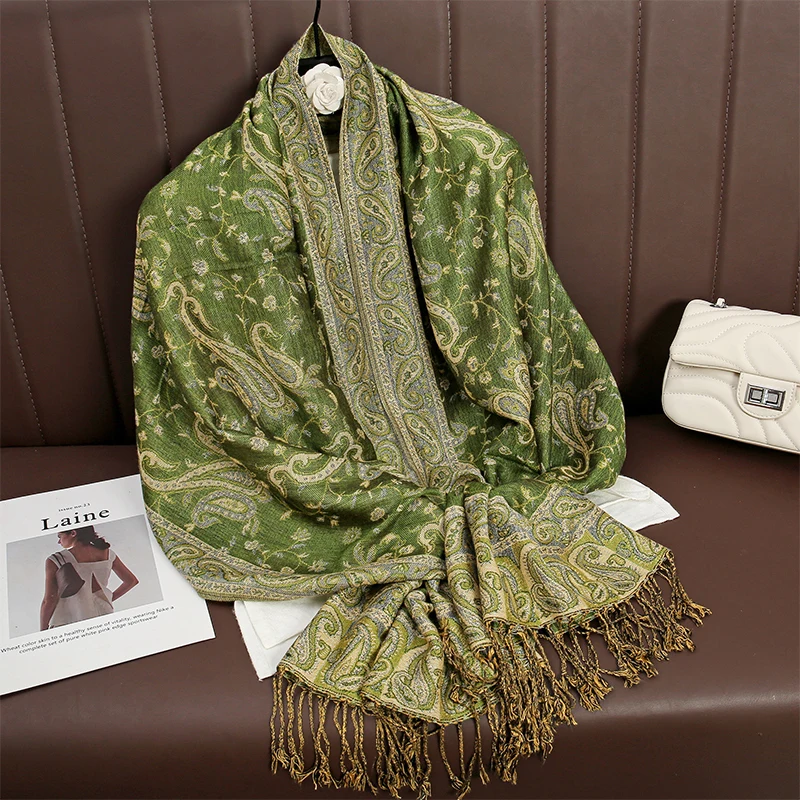 Tassel Blanket Design Paisley Jacquard Pashmina New Fashion Shawl Wrap Cashmere Scarf Women Neckerchief Poncho Hijab Stoles 2025