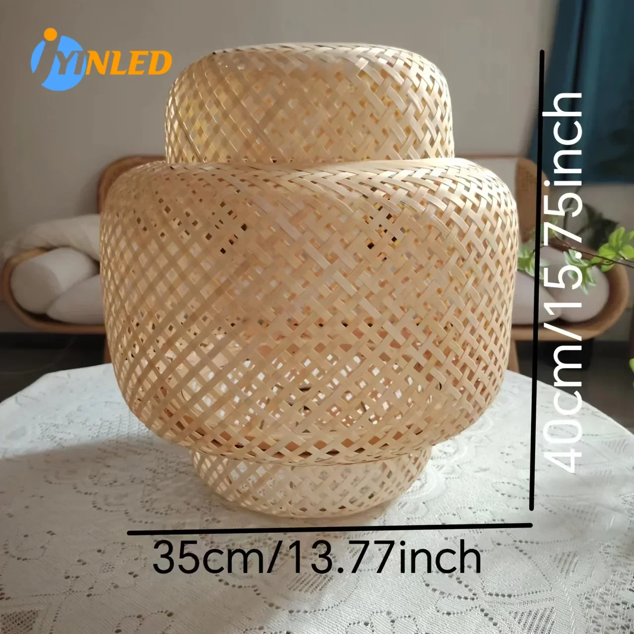 

E27 Hand Woven Hanging Chandelier Light Rattan Art Decor Bamboo Pendant Lamp Cafe Restaurant Indoor Lighting Living Room Kitchen