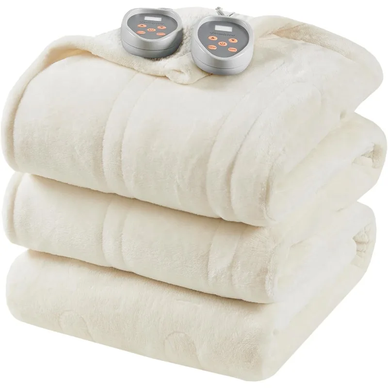 Beautyrest Heated Blanket, Electric Blanket, Soft, Warm, Reversible Plush - Sherpa Heating Blanket with 20 Heat Settings