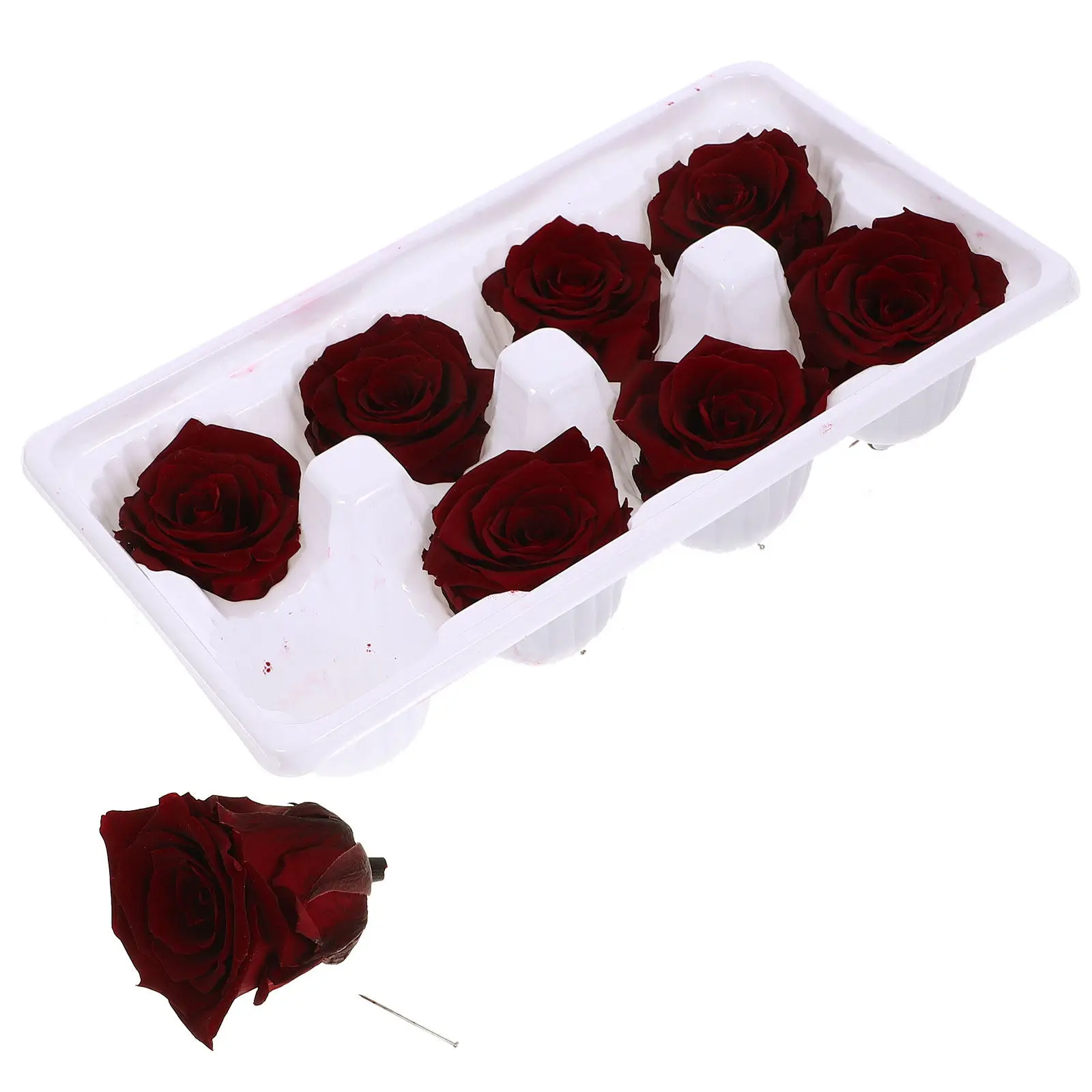 

Набор из 4-5 см настоящих стабилизированных цветов: Вечный декор для свадьбы, романтический подарок в коробке, красивые лепестки, долговечные.