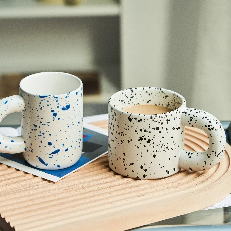 Korean Style Fatty Mug Design Splash Ink Ceramic Cup Spot Mugs Simple Coffee Mug Couple Cups Coffee Mugs Tea Drinkware