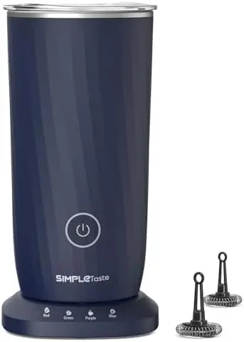 

SIMPLETASTE 4-in-1 Milk Frother & Steamer – Auto Warm & Cold Foam Maker for Lattes, Cappuccinos – Dark Blue