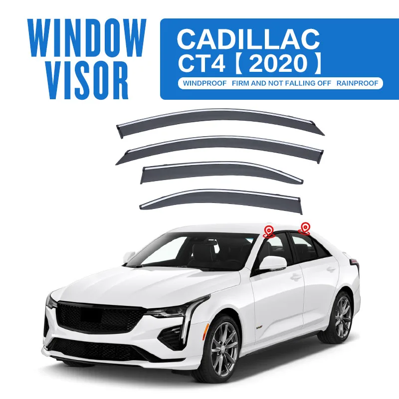 

For CADILLAC CT4 2020 Plastic Window Visor Vent Shades Sun Rain Deflector Guard 4PCS/SE For CADILLAC CT4 2020