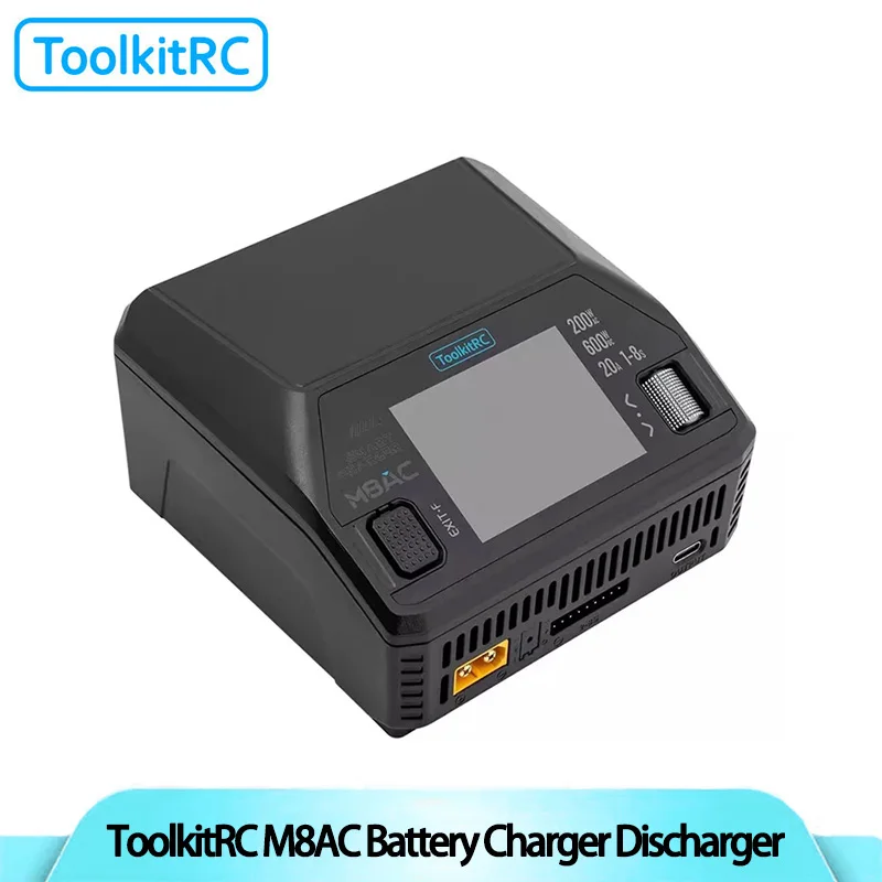 New ToolkitRC M8AC Smart Lipo Battery Charger Discharger AC 200W DC 600W 20A for 1-8S LiHV Lipo Battery PD 65W FPV Model Car
