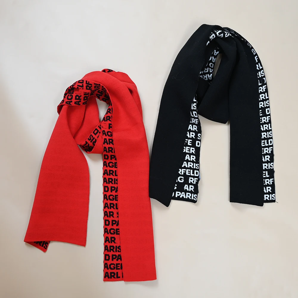 

Теплый вязаный шарф-снуд для женщин, зимний, от холода, с цветным узором и буквами, корейский стиль, длинный прямоугольный шарф