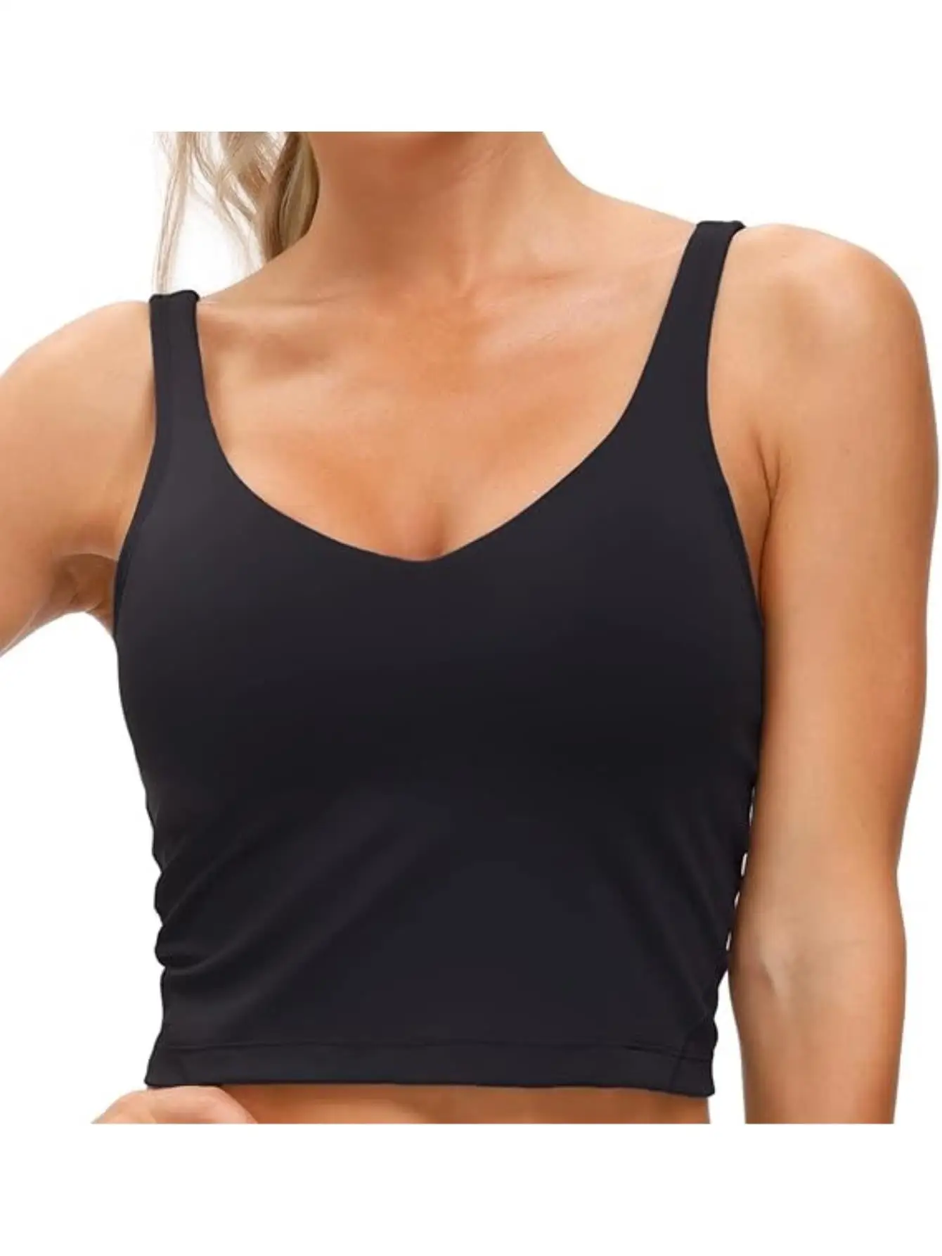 Women’s Longline Sports Bra Wirefree Padded Medium Support Yoga Bras Gym Running Workout Tank Tops