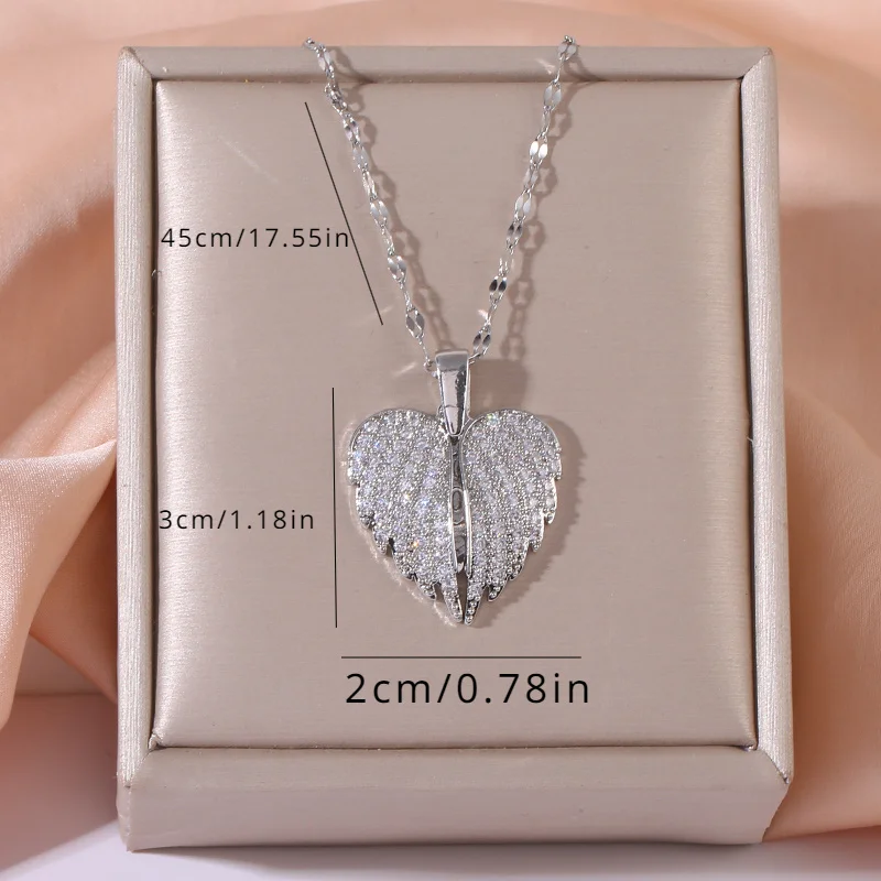 [برونزية] قلادة على شكل حرف "I Love You" الأوروبية والأمريكية قابلة للسحب على شكل جناح الملاك هدية للذكرى السنوية