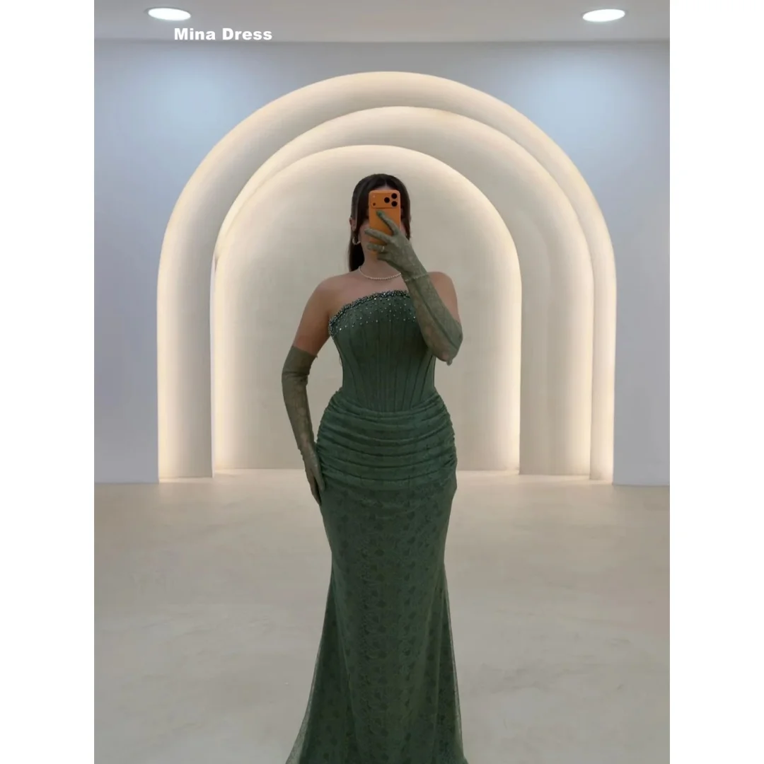 

Mina Customized Green Luxury Women's Elegant Party Dress Gem Beads Luxurious Evening Dresses for Special Occasions Sequins. Prom