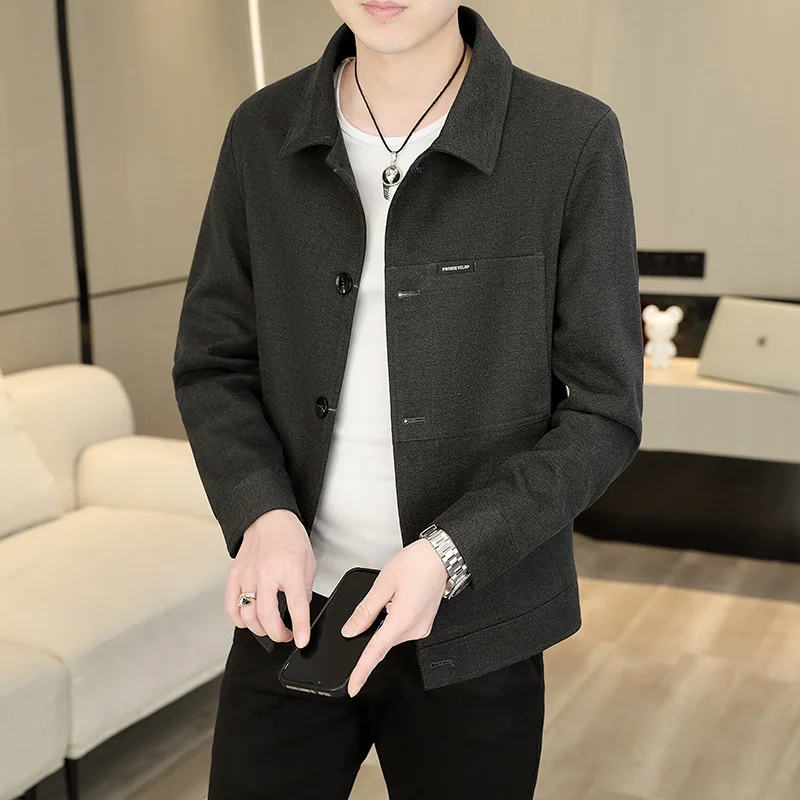 

Men's Casual Collared Jaet Spring Autumn New Sle Versatile Cotton Blend Fabric High Quali M Outerwear