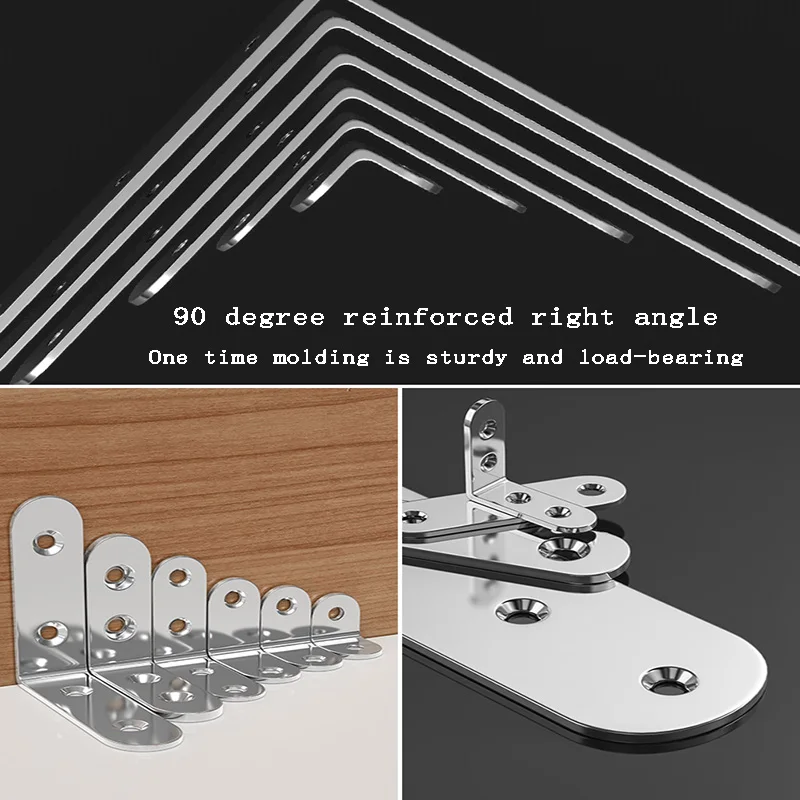 

201 Stainless Steel Corner Code Thickened Reinforcement Hardware L-shaped Layer Plate Support 90 Degree Right Angle Fixing Devic