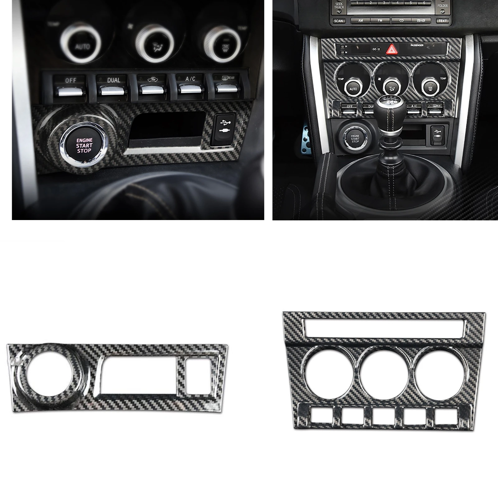 

2PCS Engine Start Stop Ignition Button Sticker Cover CD Air Panel Switch Frame Trim For Subaru BRZ & Toyota 86 & Scion FR-S