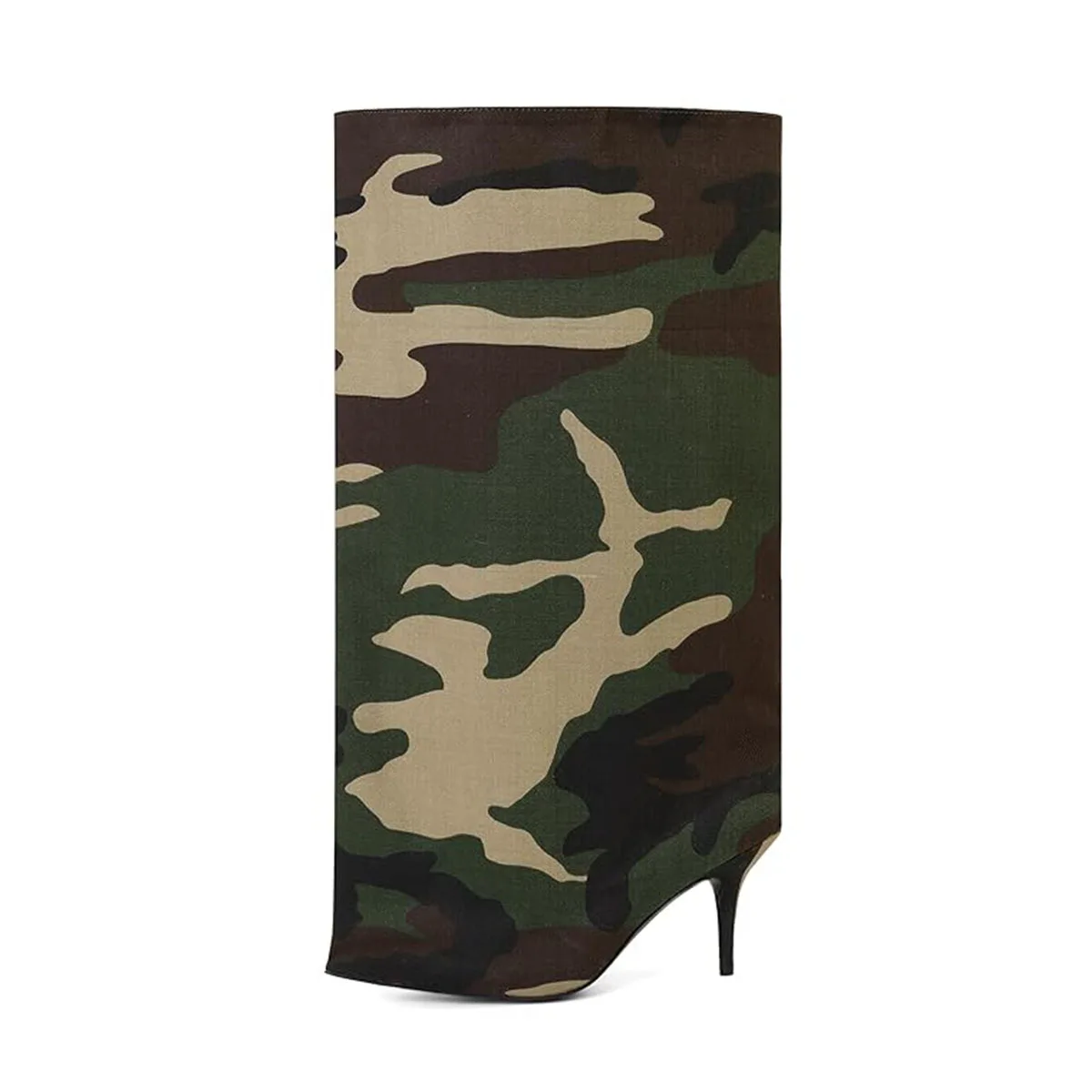 

Arden Furtado Осенние камуфляжные большие трубчатые сапоги Слипоны с острым носком на шпильке со змеиным узором Сапоги до колена