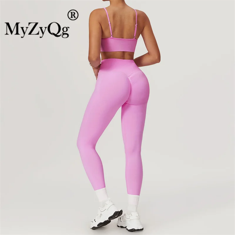 MyZyQg Women Seamless Crossover Back Yoga Bra Legging Set Summer Sports Quick Dry Top Fitnes Workout Pant Suit 2 Piece Outfit