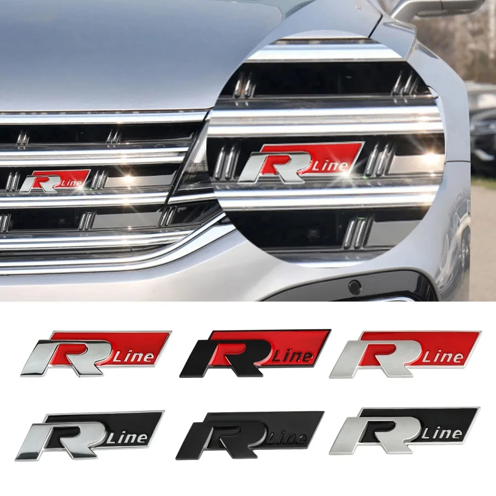 Car Front GrilleTrunk R R-line Sticker Emblem Badge For VW R-line GTI R Polo Golf Touareg Passat Magotan Tiguan  Beetle Scirocco