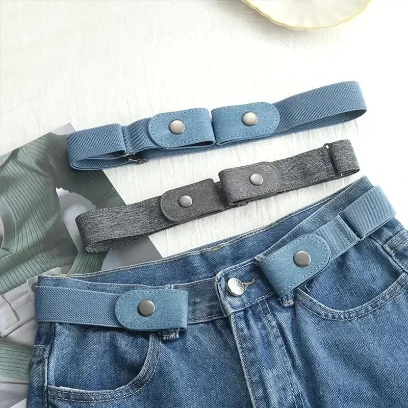Novo Cinto Elástico Ajustável de Lona Sem Fivela para Calças Jeans e Vestidos Femininos e Masculinos - Fácil de Usar