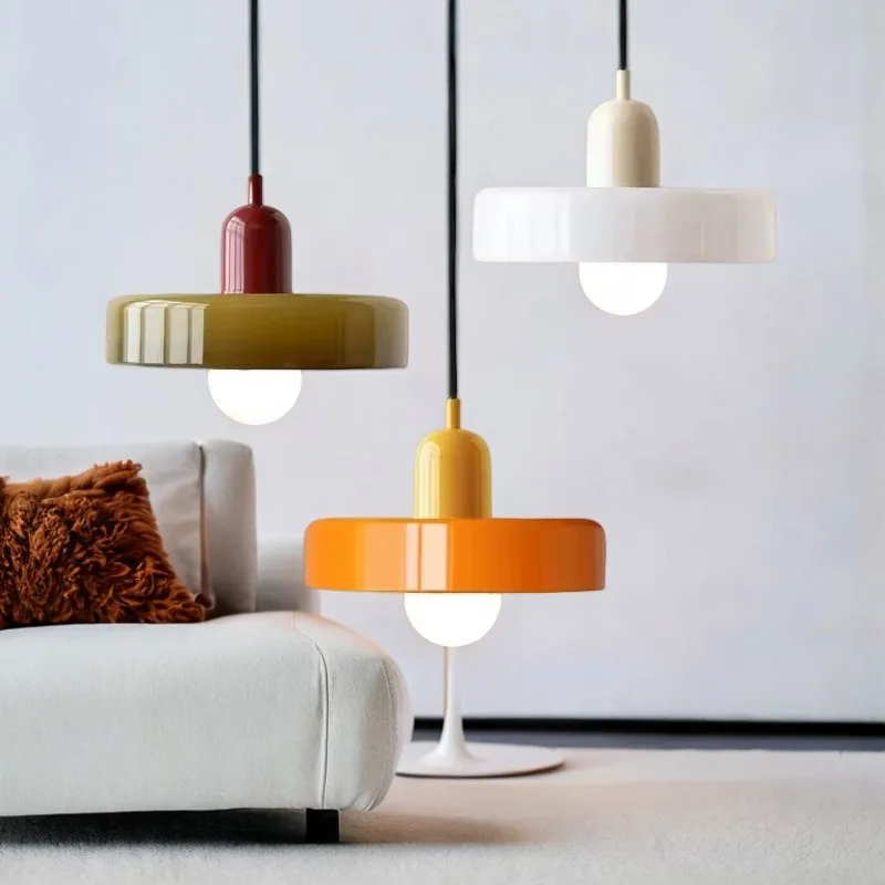 Modern Pendant Light Orange Green White Glass Hanging Light Nordic Dining Room Chandelier Bedroom Restaurant Led lights Acrylic