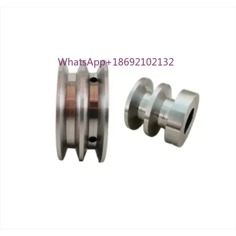 Aluminum Alloy Double Groove 60MM Pulley Wheel 8-25MM Fixed Bore Pulley for Motor Shaft 10MM PU Round Belt 1PC