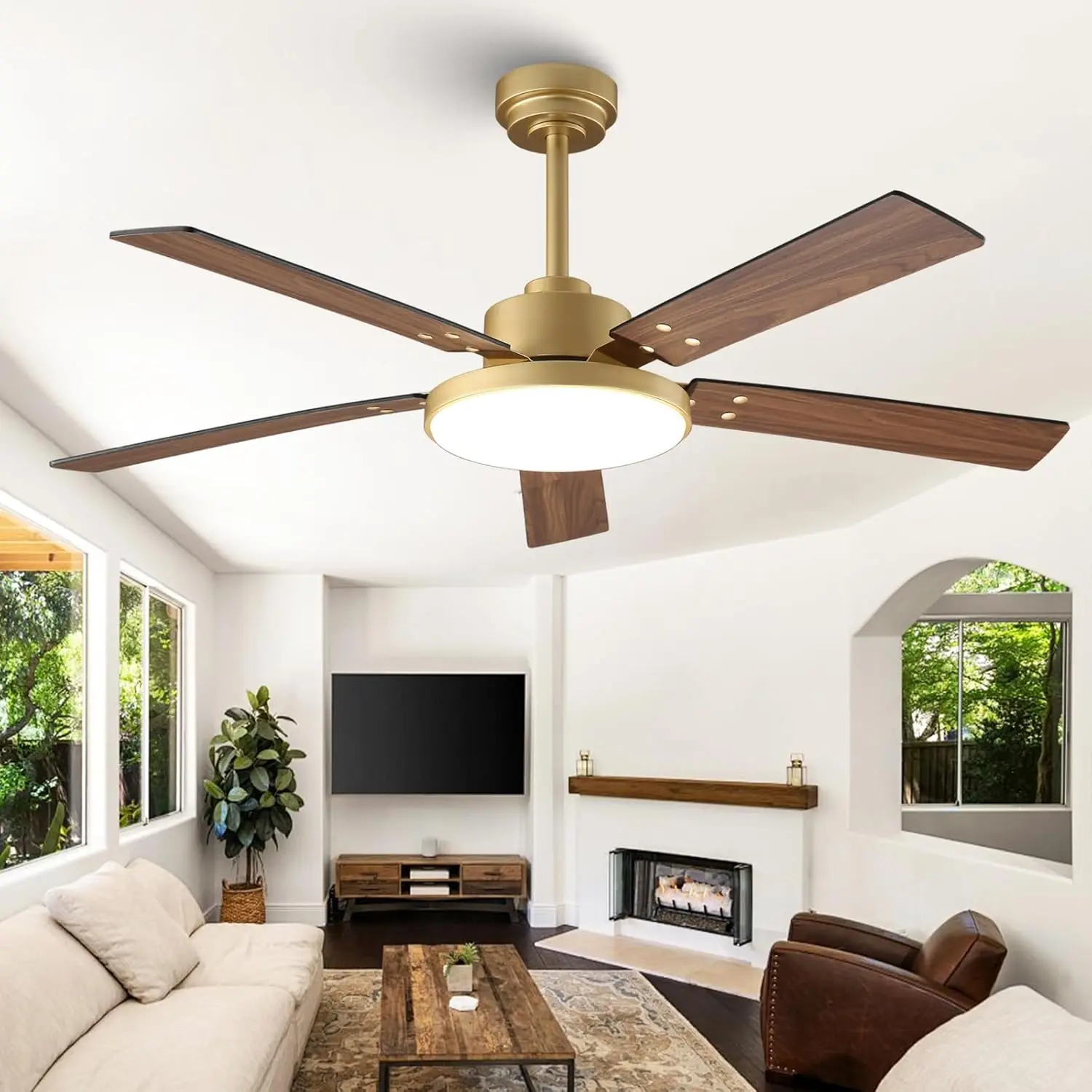 

52 Inch Smart Ceiling Fan with Lights, Remote/APP Control, ETL Listed, Indoor Outdoor Use for Bedroom Living Room Patio