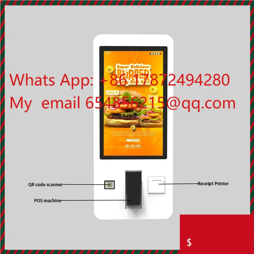 Interactive Self-Order Payment Kiosk | Touch Screen Checkout Terminal for Restaurant Use