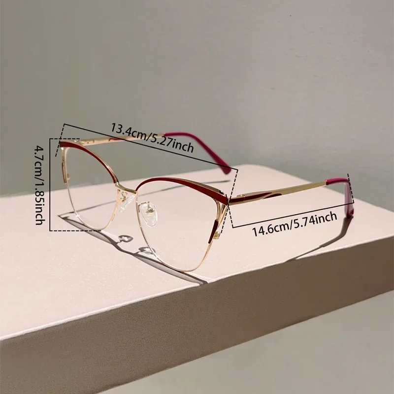 KAMMPT Oversized Cat Eye Glasses Women New Fashion Vintage Hollowed Rim Optical Frames Trendy Luxury Butterfly Shaped Eyeglasses - view 6