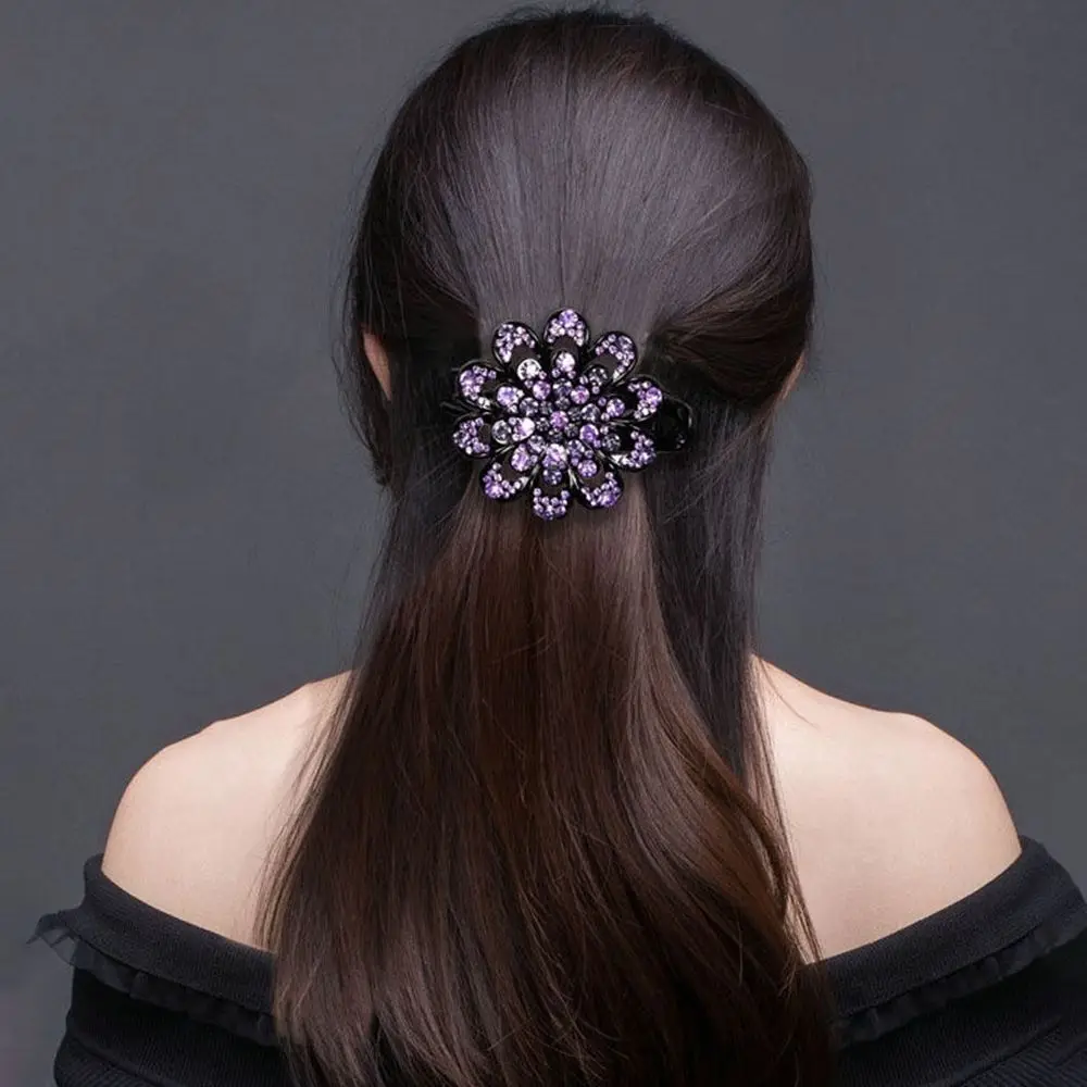 Mother Hair Claw All-match U-Shape Resin Female Hair Accessories Korean Style Hairpin Flower Hair Clip Rhinestone Duckbill Clip