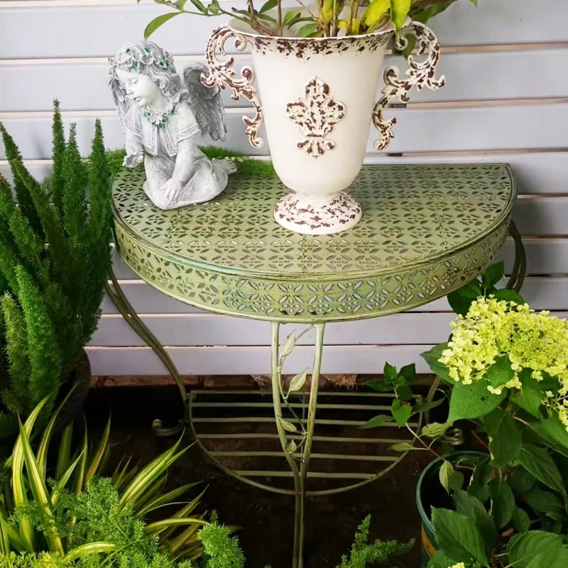 

Indoor furniture enigma table wrought iron flower stand garden courtyard outdoor American country flower stand rack
