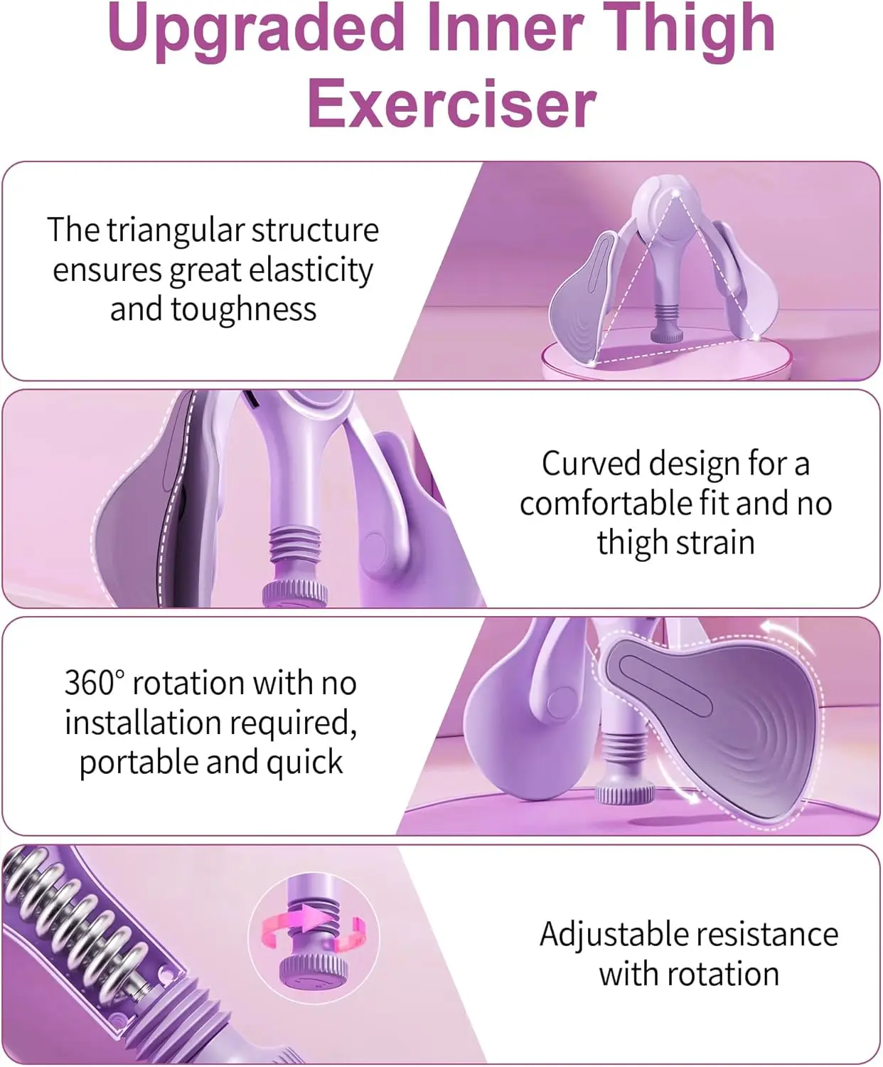 Upgraded Thigh Exerciser Kegel Exerciser, Adjustable Resistance Pelvic Floor Muscle Exercise Devices, Inner Thigh Workout Pelvic