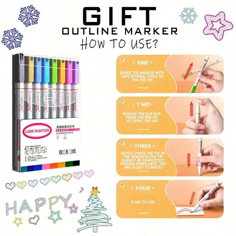 120/80/60/48 Colors Dual Tip Brush&Chisel Permanent Art Marker Pens with Base & Outline Markers Drawing Supplies Kit-Refillable image 2