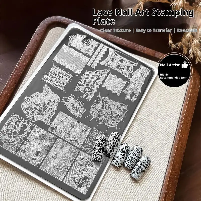 Nail Stamping Plates Plaid Grid Flower Line Pattern Clear Print Easy Transfer DIY Nail Art Tools for Beginner Salon Manicure
