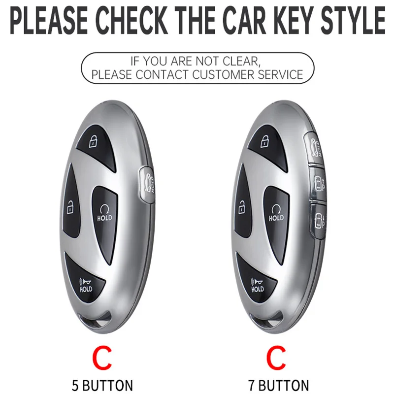 5 7 Buttons Zinc Alloy + Silicone Car Key Case Cover For Hyundai Kona Ev Grandeur GN7 IONIQ 6 2023 2024 Remote Key ProCover Case