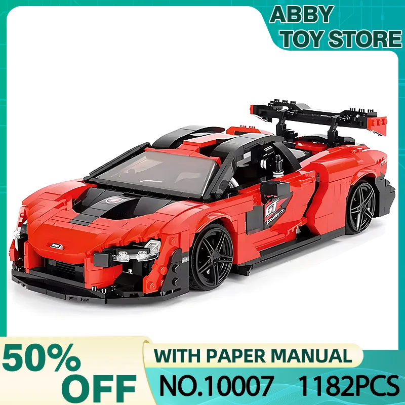 Mould King 10007 High-Tech Car Building Block The Red Senna Sport Racing Car Model Assembly Brick Puzzle Toy Kid Christmas Gifts