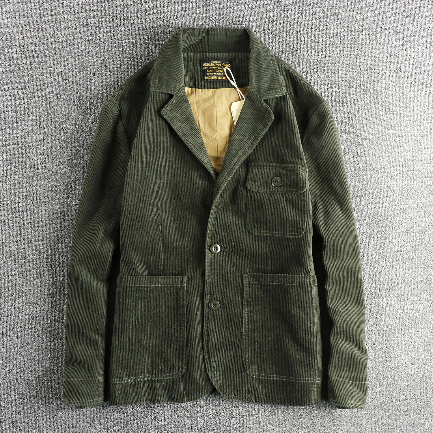 2025 Spring and Winter New American Retro Corduroy Casual Blazers Men\'s Simple 100% Cotton Heavyweight Street Loose Suit Jacket