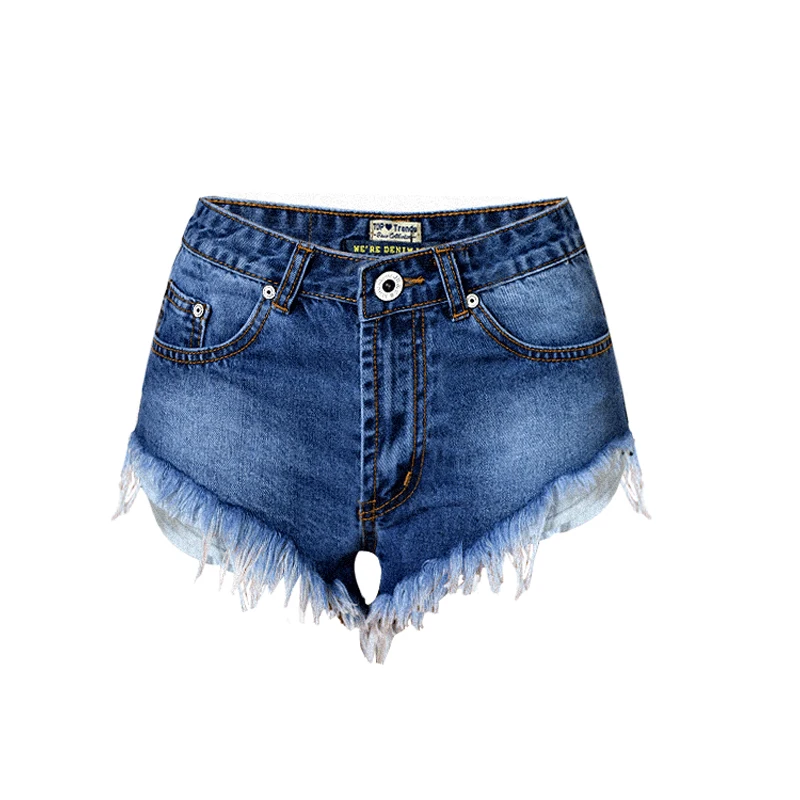 

Furrowed Tassel Denim Shorts Sexy High Waist Slimming Straight Wide-leg Pants