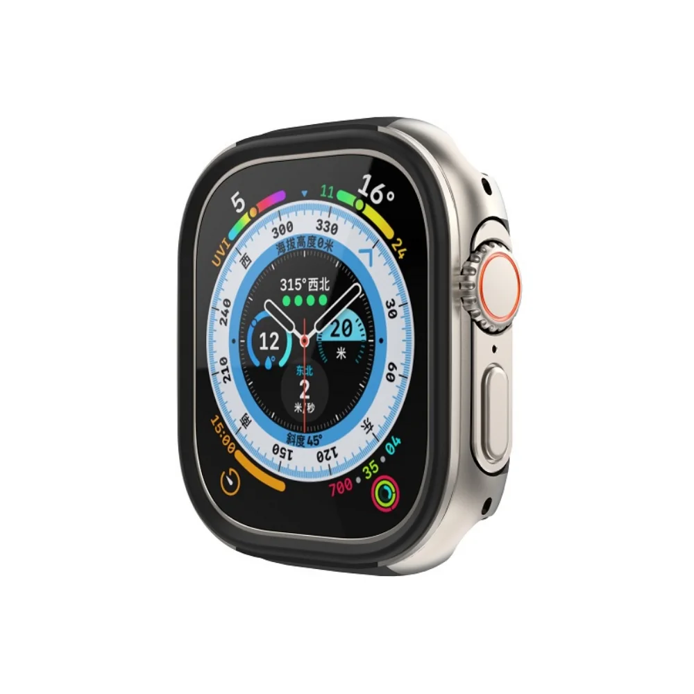 2 Trong 1 Hợp Kim Nhôm + Nhựa TPU Dành Cho Đồng Hồ Apple Cực 49Mm Anri-Trầy Xước Kim Loại Cứng đồng Hồ Dây Da