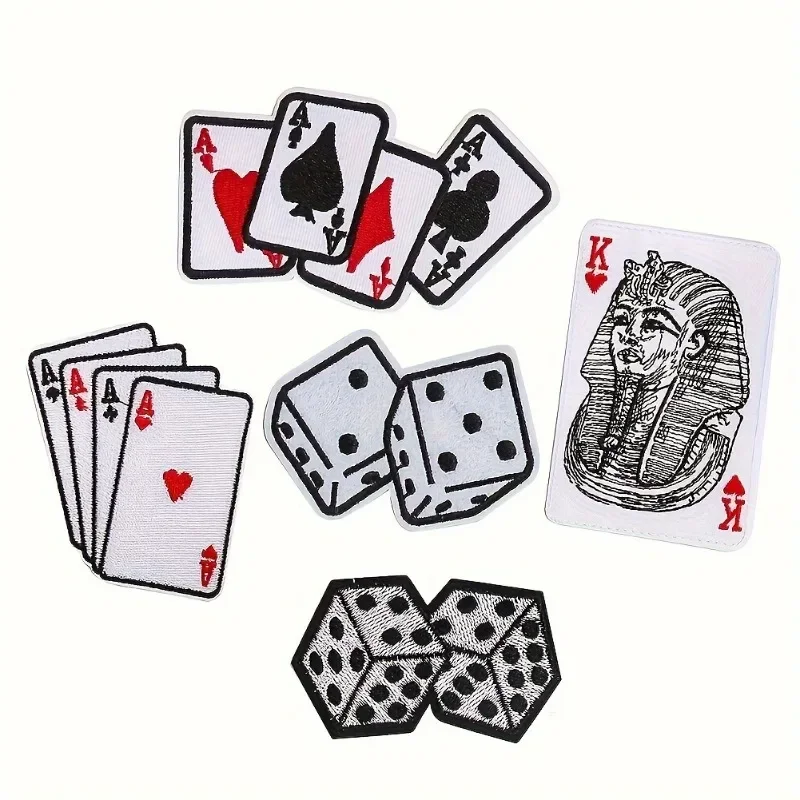 1 pcs Dice Poker Card Game Iron Patch Repair Stickers - Backpack, Shoes, and Clothing Decoration