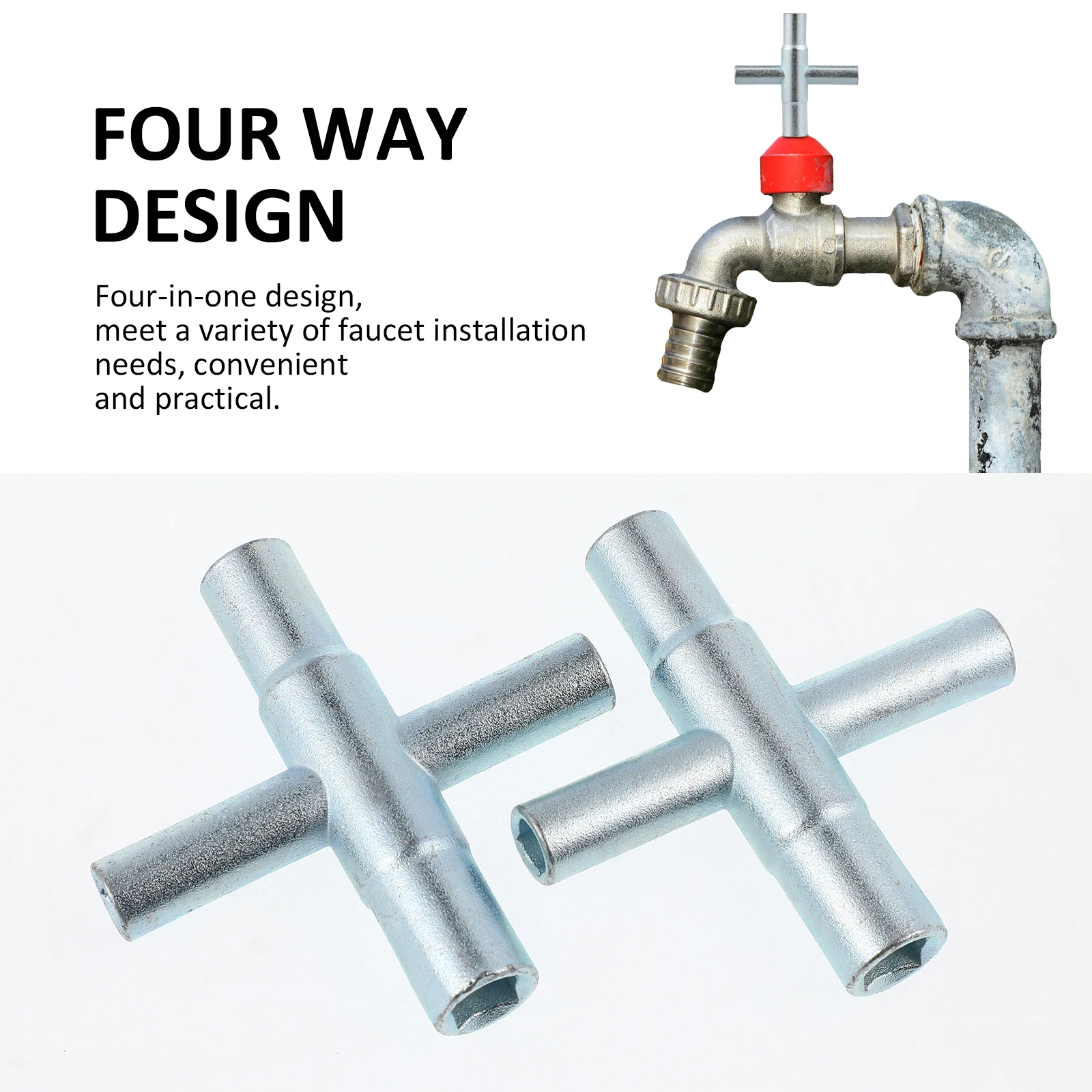 

2 pcs Water Key Faucet Wrench Stainless Steel Puller Tool Garden Hose Shut Off Valve Repair Shower Spigot