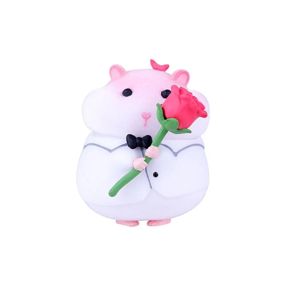 Foodie Series Hamster Clarke Figures Model Toys Small Animals Gourmet Hamster Figures Flocking Mouse Home Decor Collectible Toys