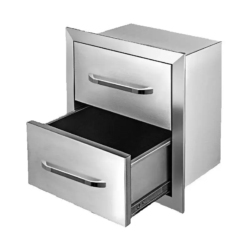 

SucceBuy Stainless Steel Outdoor Kitchen Drawers W/ Handle Large Storage BBQ Island Great for Any Weather Condition