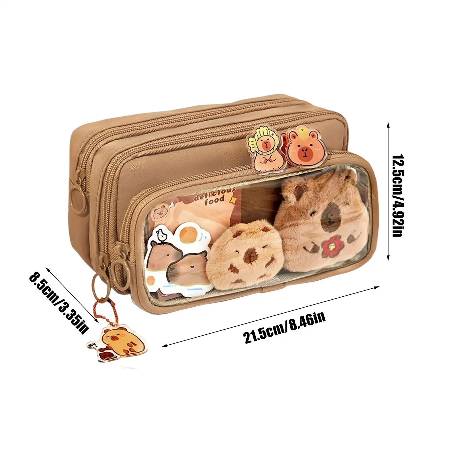 กระเป๋าใส่เครื่องเขียนลายคาปิบาร่าสุดน่ารัก ชุดเครื่องเขียนความจุเยอะ สำหรับใช้ในห้องเรียน สำนักงาน และมหาวิทยาลัย