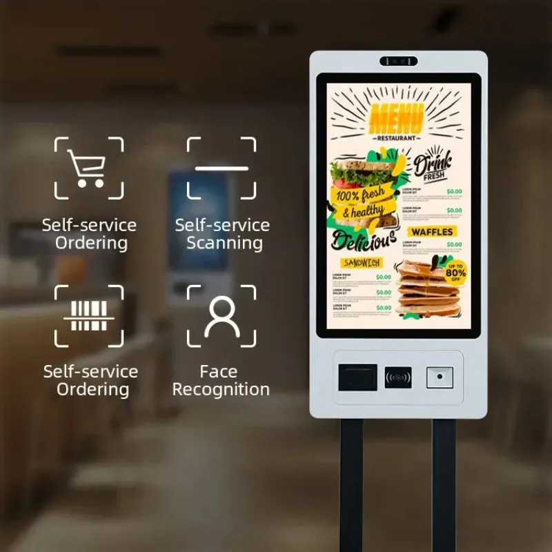 

Restaurant Self Service 21.5 23.8 27 Inch PCAP Touch Screen All In One Customized Payment Kiosk For Bank Hotel