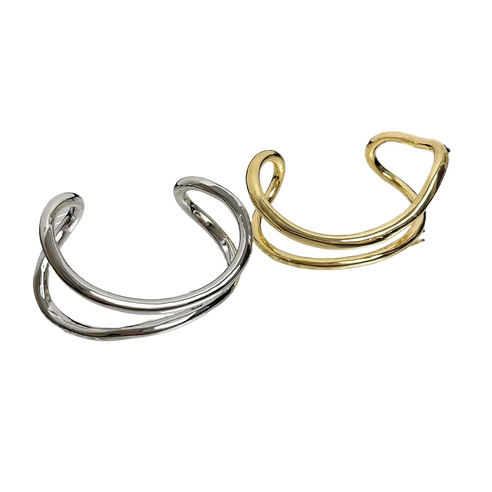 

European and American style folding ring versatile bracelet, metal smooth surface irregular corrugated bracelet