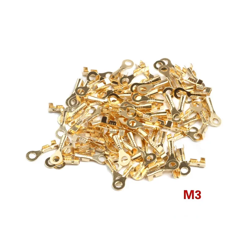 50/100/200Pcs Brass Non-insulated Ring Cable Lugs, Electrical Crimp Wire Terminals M3 M4 M5 M6 M8 M10 Connectors For Wiring
