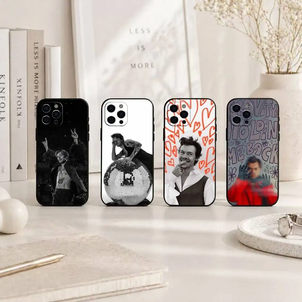 

S-Singer H-Harry S-Styles Phone Case For iPhone 17, 16,15,14,13,12,11 Plus,Pro Max, Others Soft Black Cover