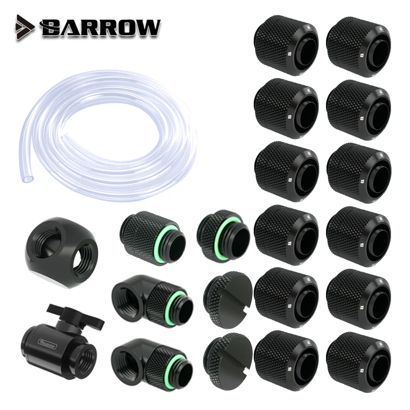 Barrow Fitting Kit use Soft Pipe Hand Compression Connector Joint +  Hose Tube + Switch Water Cooling Accessories Fitting